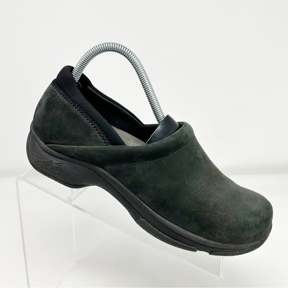 Dansko Kelsey Black Dark Green Suede Professional Clogs Size 39 - Picture 1 of 15